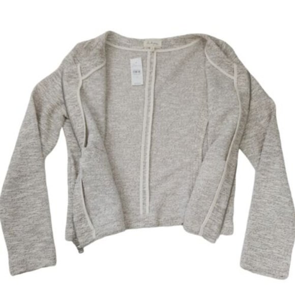 Lou and Grey Ivory Metallic Tweed Jacket Size Small Full Zip Blazer Pockets - Picture 6 of 12